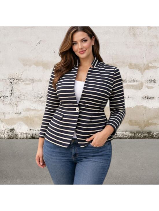 Banana Republic Jackets & Blazers - Banana Republic Blue & White Striped White Blazer Jacket Linen Blend Size 6